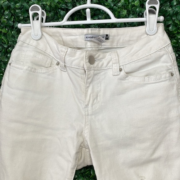 Revamped Denim - White Ripped/Distressed Jegging/Skinny Jean Size 0 - Picture 3 of 5